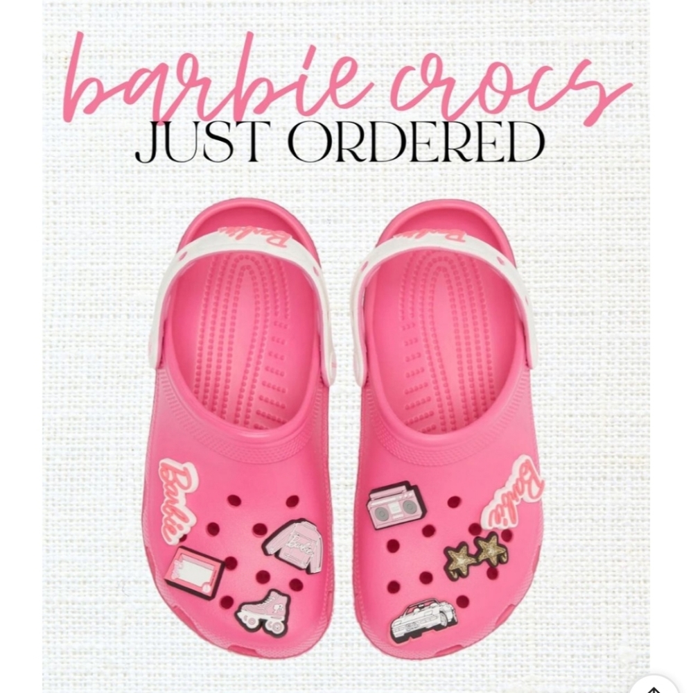 CROCS Barbie Pink & White Jibbitz Classic Clog Sandals